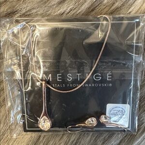 Mestige Rose Gold Color Necklace with Swarovski Crystal
